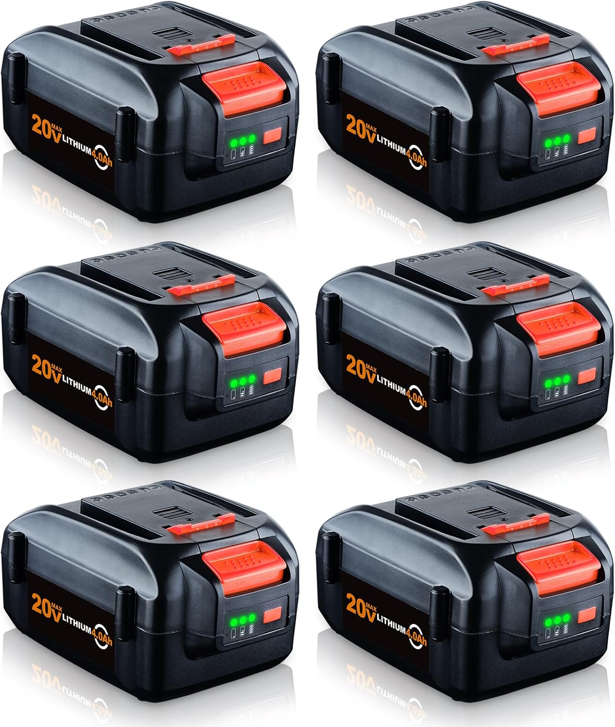 FERRYBOAT WA3520 4.0Ah Replacement for Worx 20V Battery WA3578 WA3525 WA3520 WA3575 WG151s WG155s WG251s WG540s WG890 WG891 WG255s WG545s Lithium Ion Battery Power Tools 6Packs