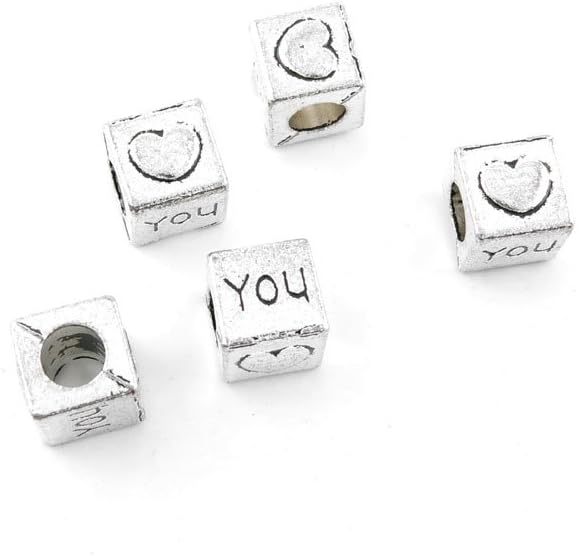 Jewelry Making Charms Antique Silver Tone Color Jewellery Charme Findingss Bulk Wholesale Suppliers Arts Crafts M3VN6 Heart Cube Loose Beads
