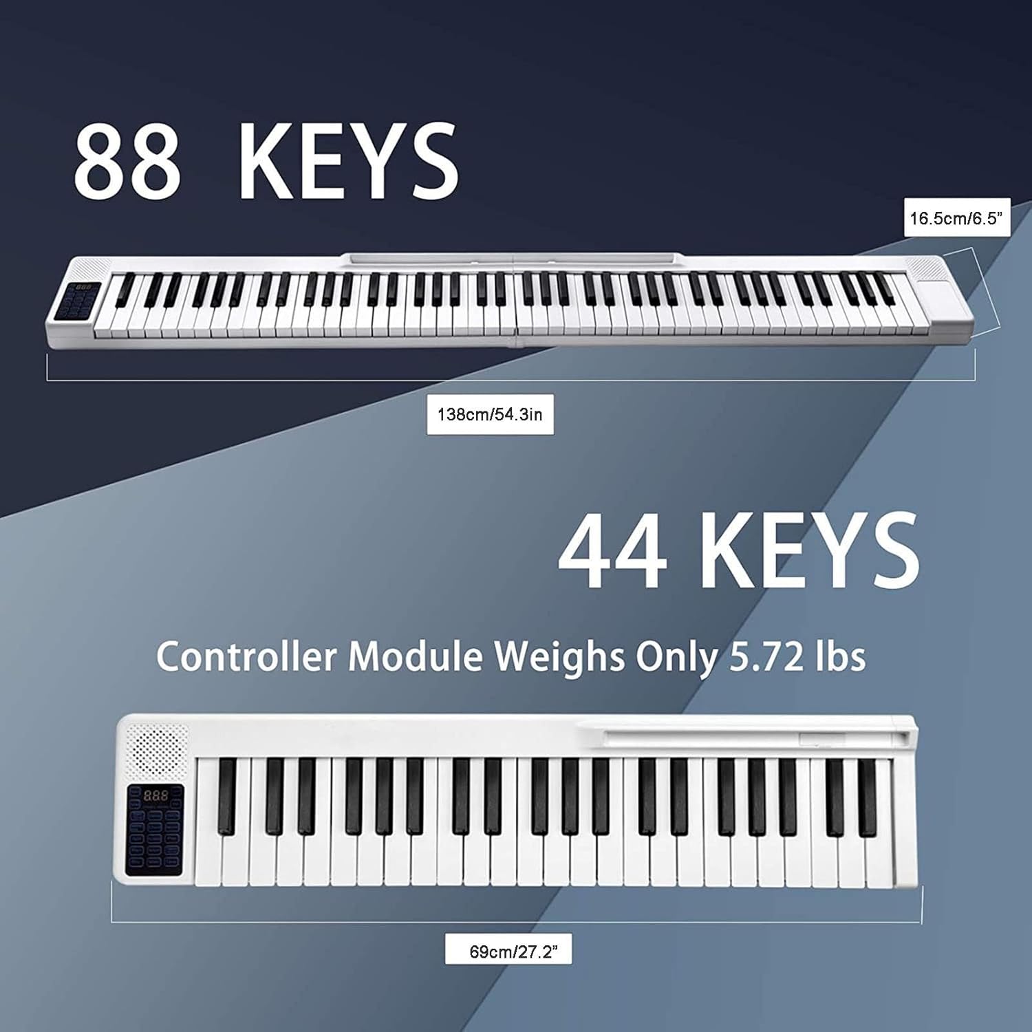 88 Keys Folding Piano Electric Keyboard Piano Semi-Weighted Portable Digital Piano Rechargeable Built-in Dual Speakers With Bluetooth 5.0 MIDI Sustain Pedal,Music Sheet Holder,Carrying Bag (Color : B