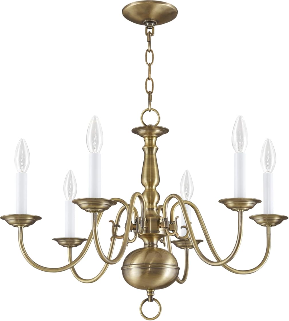 Livex Lighting 5006-01 Williamsburgh 6 Light Antique Brass Chandelier
