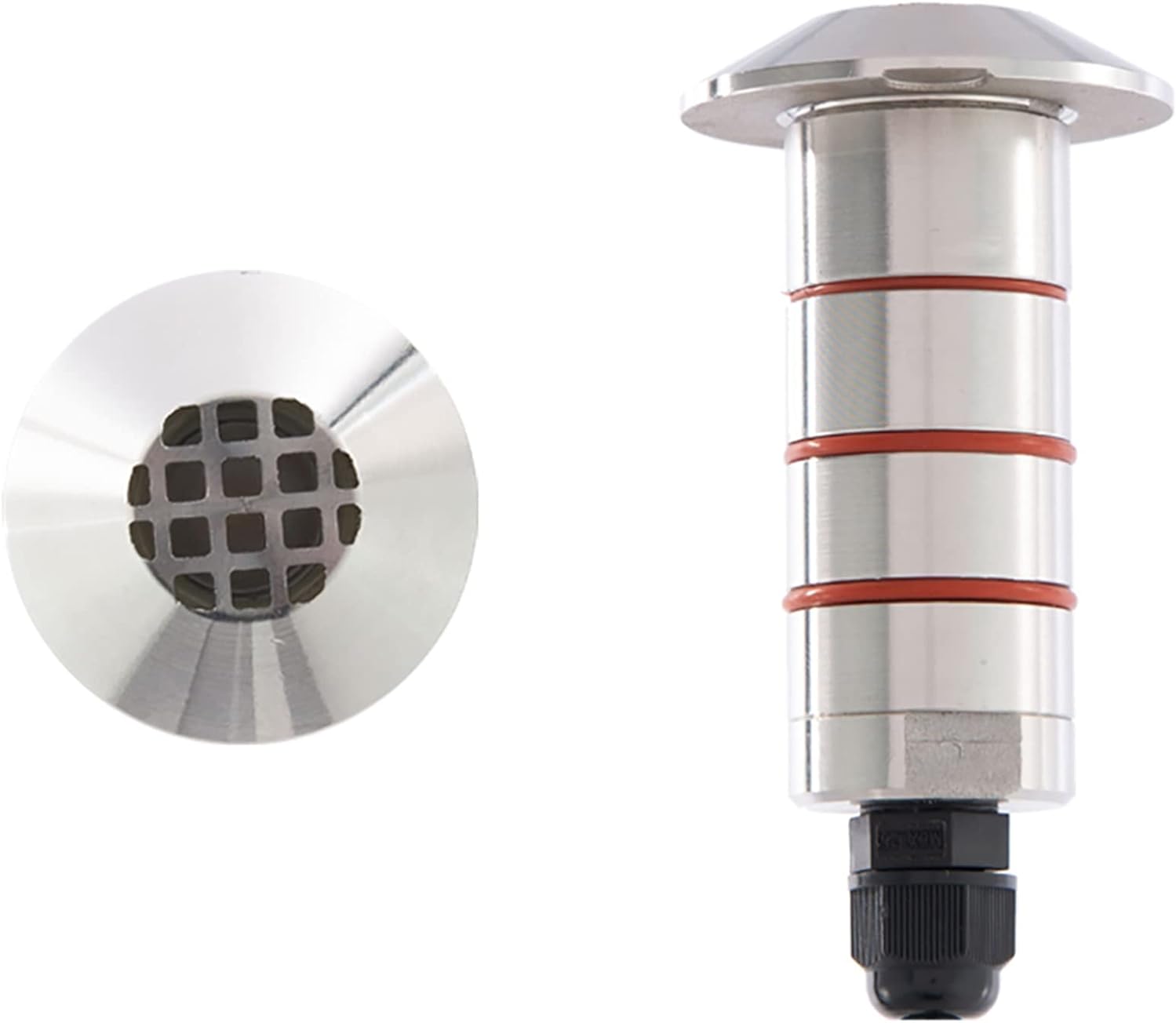 WAC Landscape Lighting, LED 1in 12V Round Beveled Top Inground Indicator Light with Honeycomb Louver for Glare Control 3000K in Stainless Steel