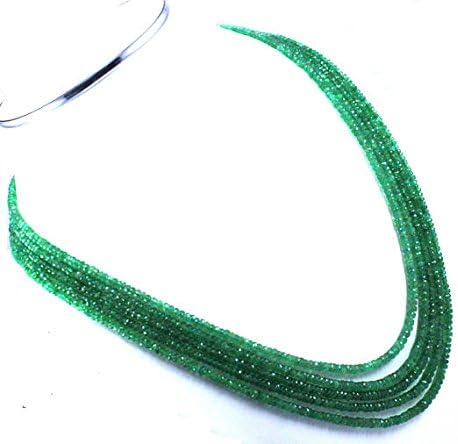 Natural Emerald 3-5mm faceted Rondelle Beads 5 strands 23 inches necklace