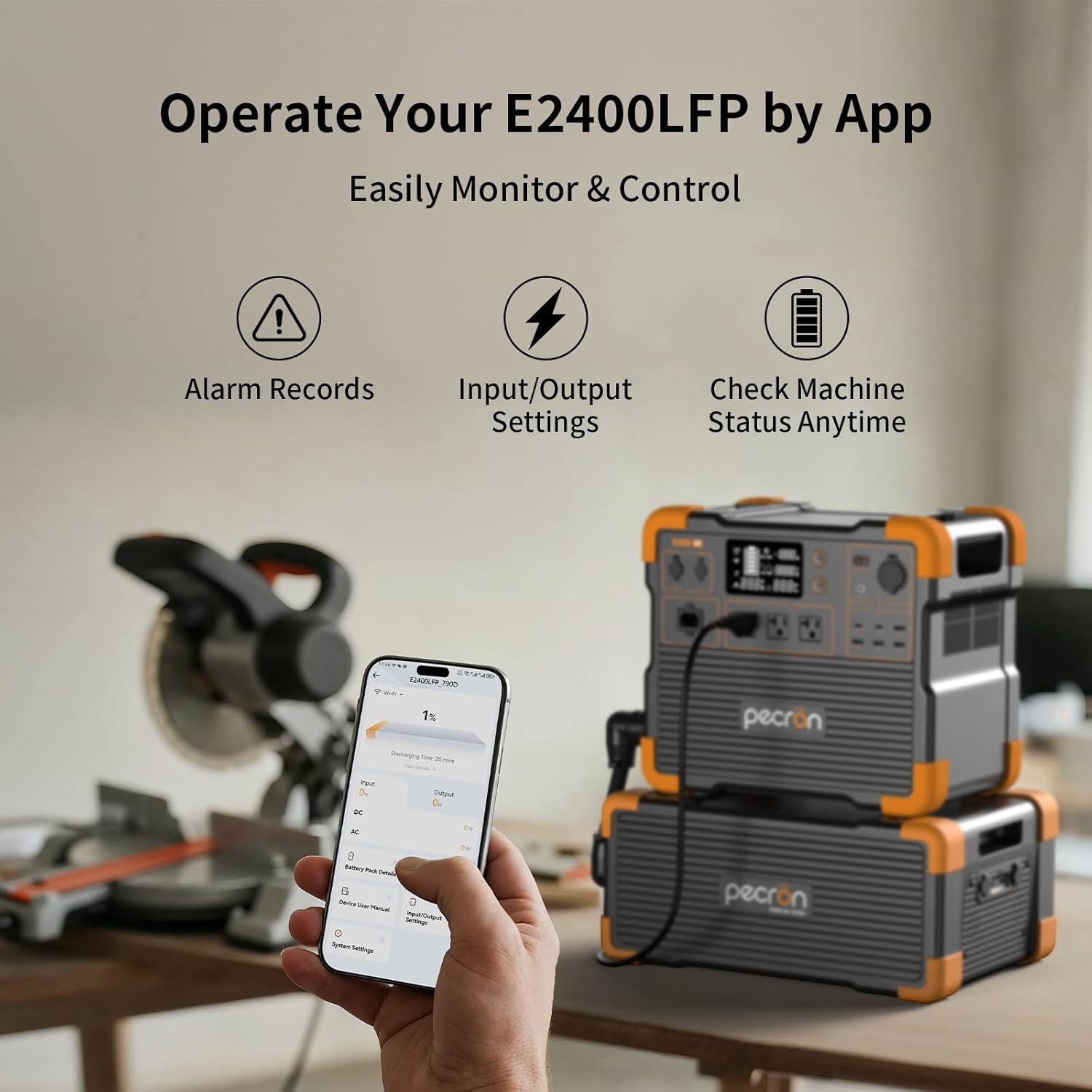 Pecron E2400LFP Power Station with 3072Wh Extra Battery*2, Portable Solar Generator Set for RV, Camping, CPAP, Power Outage, Home Use in Winter, Big Capacity Power Supply 8192Wh, 2400W AC Output