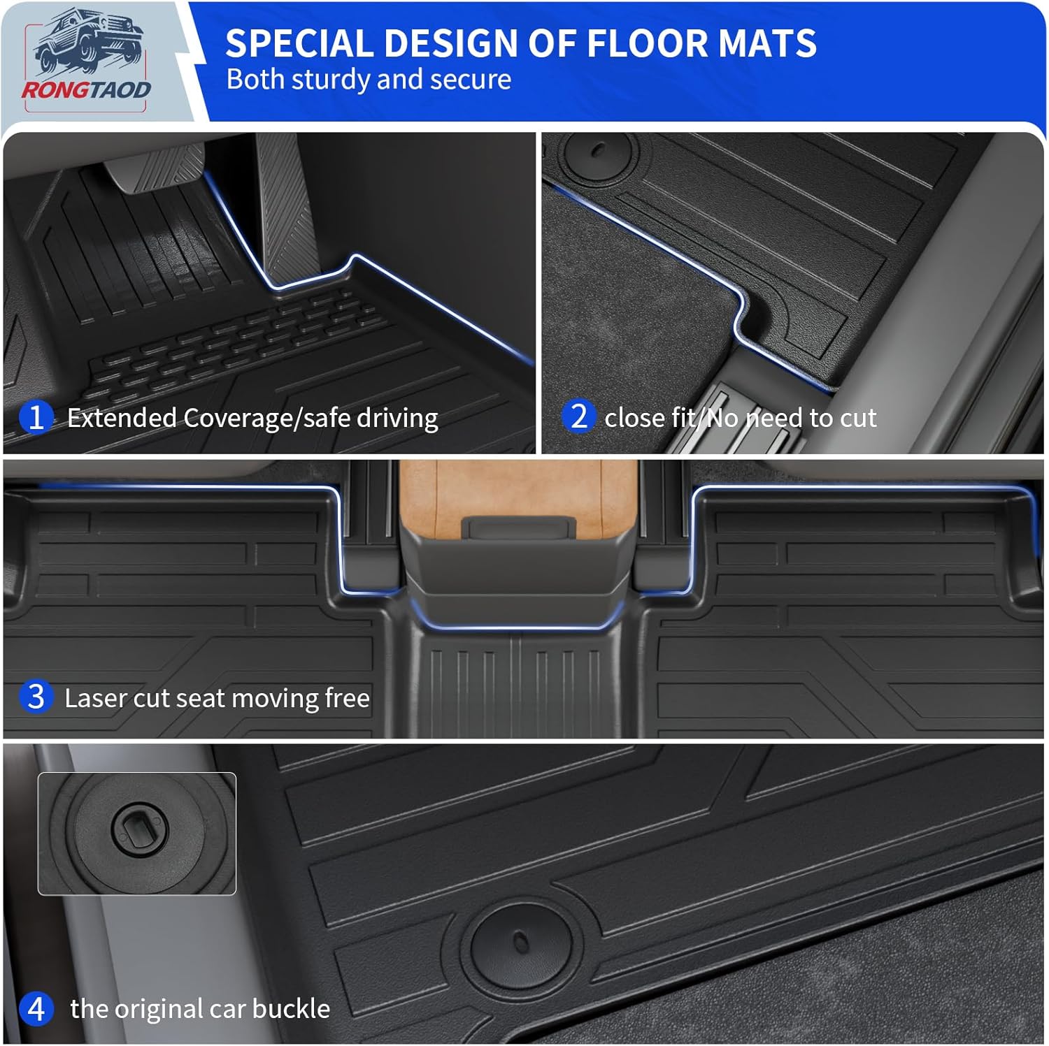 Rongtaod Floor Mats Compatible with 2024 2025 2026 Hyundai Santa Fe 6&7 Seats for Gas&Hybrid Trunk Mat Cargo Mat Cargo Liner All Weather Santa Fe Accessories (Trunk Mat with Backrest Mat+Floor Mats)
