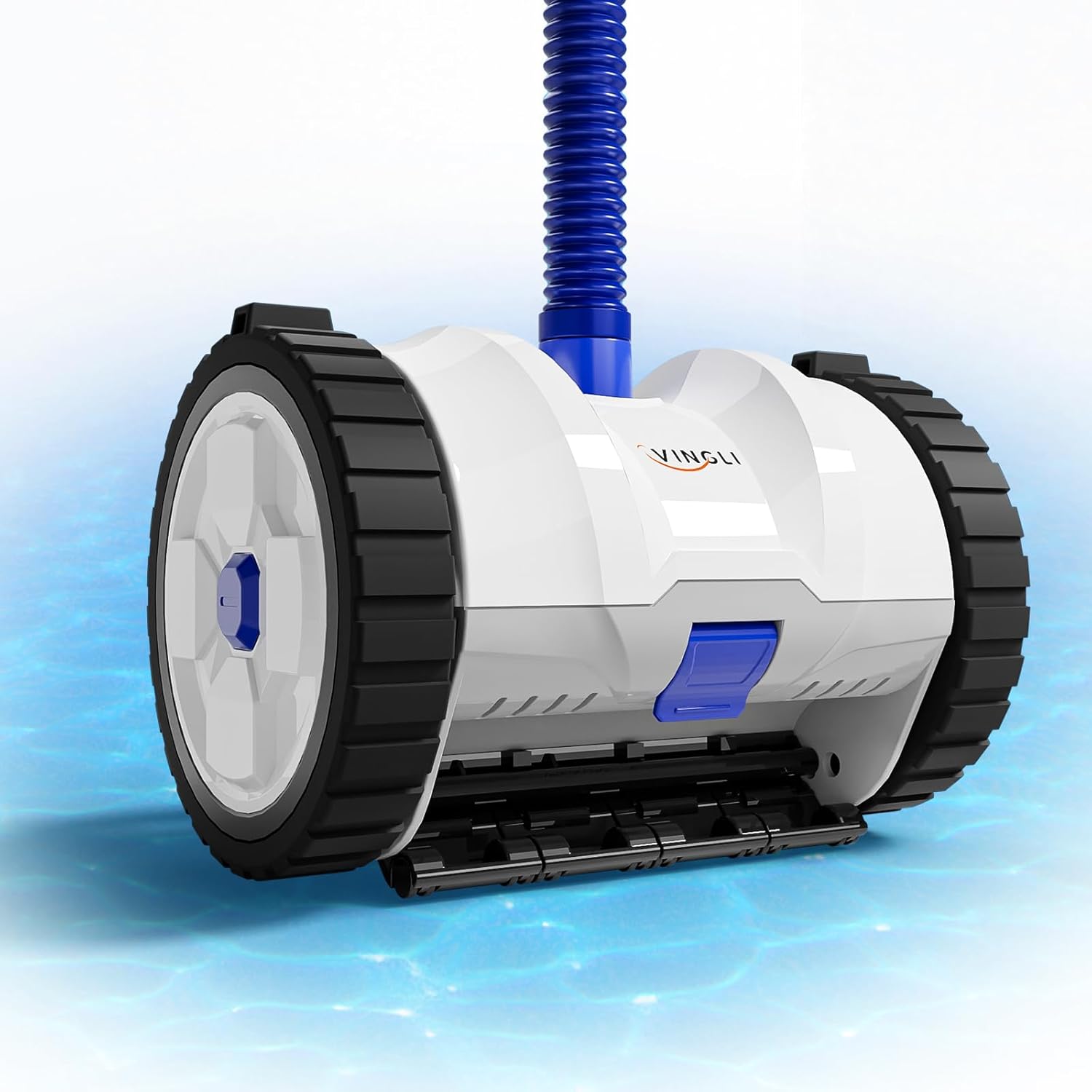 (2025 Upgrade) VINGLI Automatic Suction-Side Pool Vacuum Cleaner, Powerful Wall-Climbing Sweeper for Inground Pools, Includes 39.6ft Tangle-Free Hose (Blue&White)