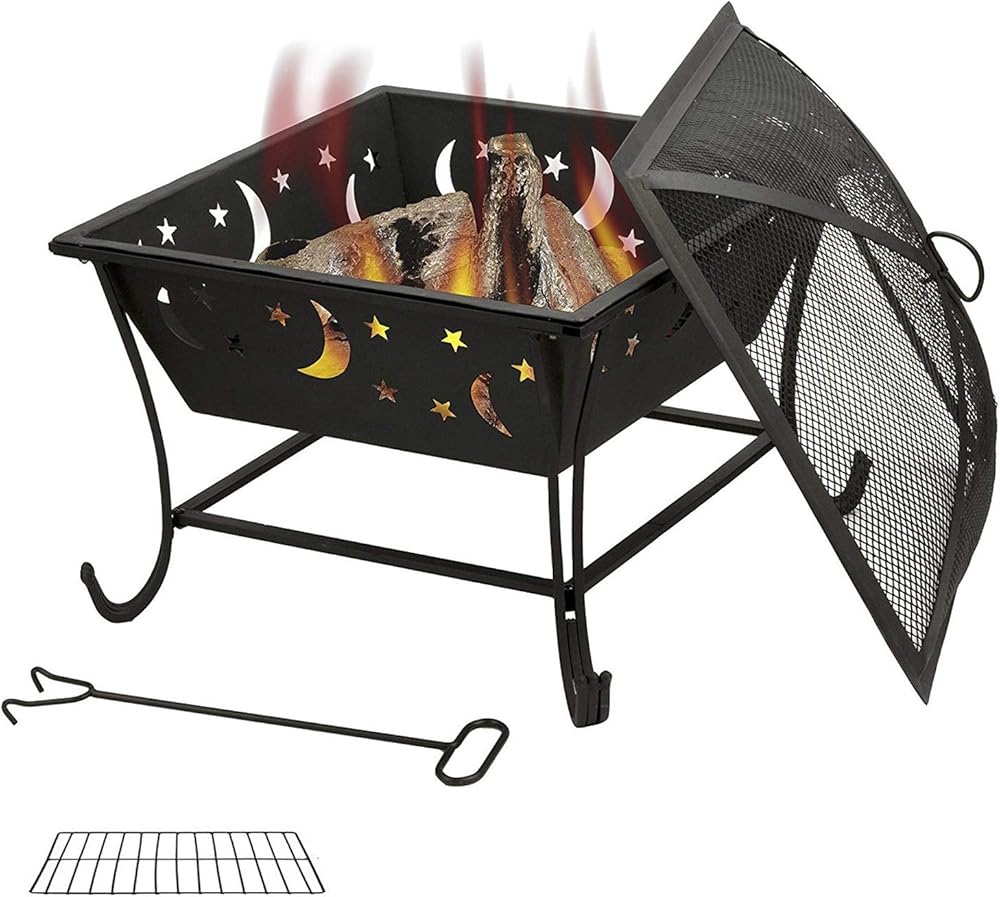 Outdoor Wood Burning Firepit,24 Inch Steel Portable Fire Pit,with Spark Sn Fireplace Poker Fire Bowl