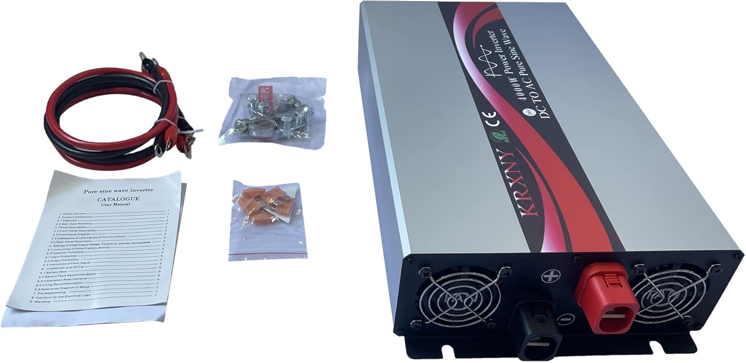 4000W Pure Sine Wave Off Grid Power Inverter 48V DC to 120V AC with USB Port LCD Display 60HZ