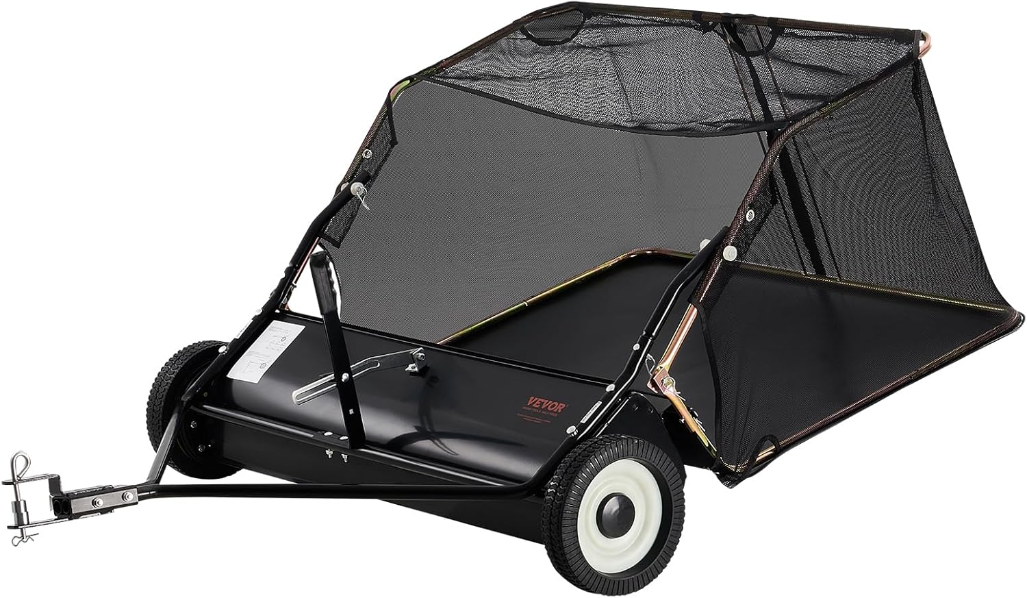 VEVOR 42 Inch Lawn Sweeper Tow Behind, 12 cu.ft. Large Pull Behind Grass Sweeper, Heavy Duty Leaf & Grass Collector with Dumping Rope Design, Adjustable Sweeping Height for Picking Up Debris & Grass