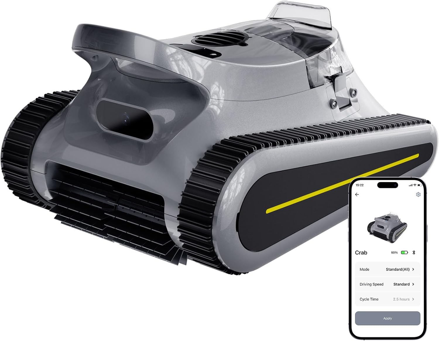 Cordless Robotic Pool Cleaner, Pool Vacuum 180W Brushless Motor, 45000Pa Suction, Wall & Waterline Climbing, Auto Path Mapping, for Inground & Above-Ground Pools up to 2150 Sq. Ft. (Gray)