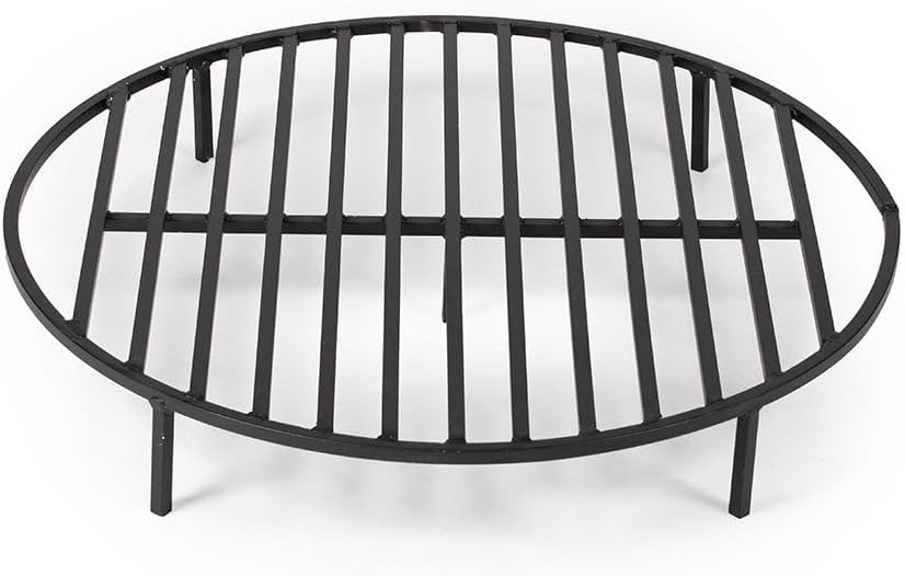 TITAN GREAT OUTDOORS Ash & Ember Round 30in Fire Pit Grate, Heavy Duty 1/2in Steel Elevated Log Wood Pit Grate, Burning Fireplace and Firepits