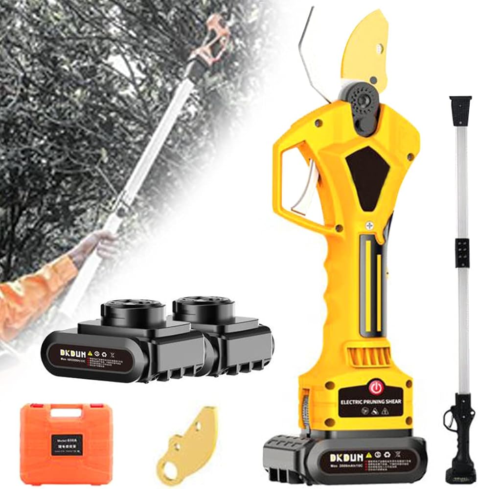 Cordless Electric Pruner - Telescopic Long Handled Gardening Pruning Shears, 50MM Cutting Diameter, for Hedge, Trees, Branches Twigs Shears Cutter,Battery*2