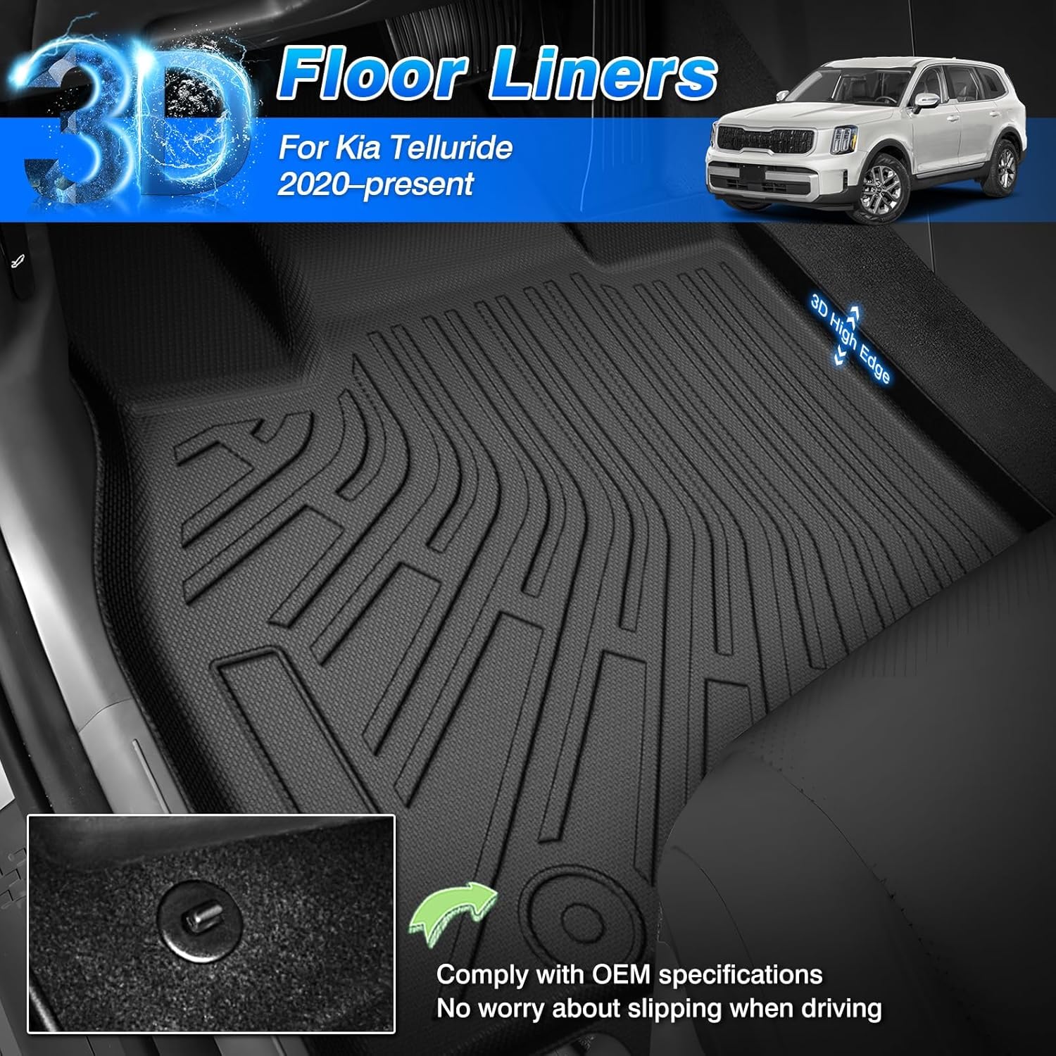 Floor Mats Fit for Hyundai Tucson 2022-2025 2026 (Not for Hybrid), All Weather Floor Mat & Cargo Liner & Backrest Mat for Tucson Accessories Heavy Duty