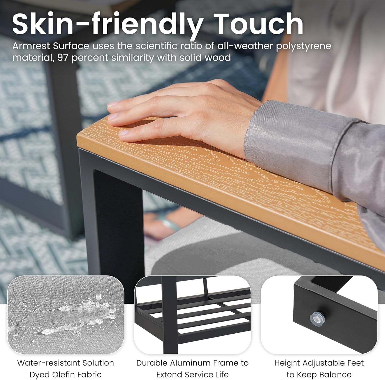 Sundale Outdoor 4 Piece Patio Furniture Set, Modern Aluminum Outdoor Furniture Sets with Fire Pit Table and 6