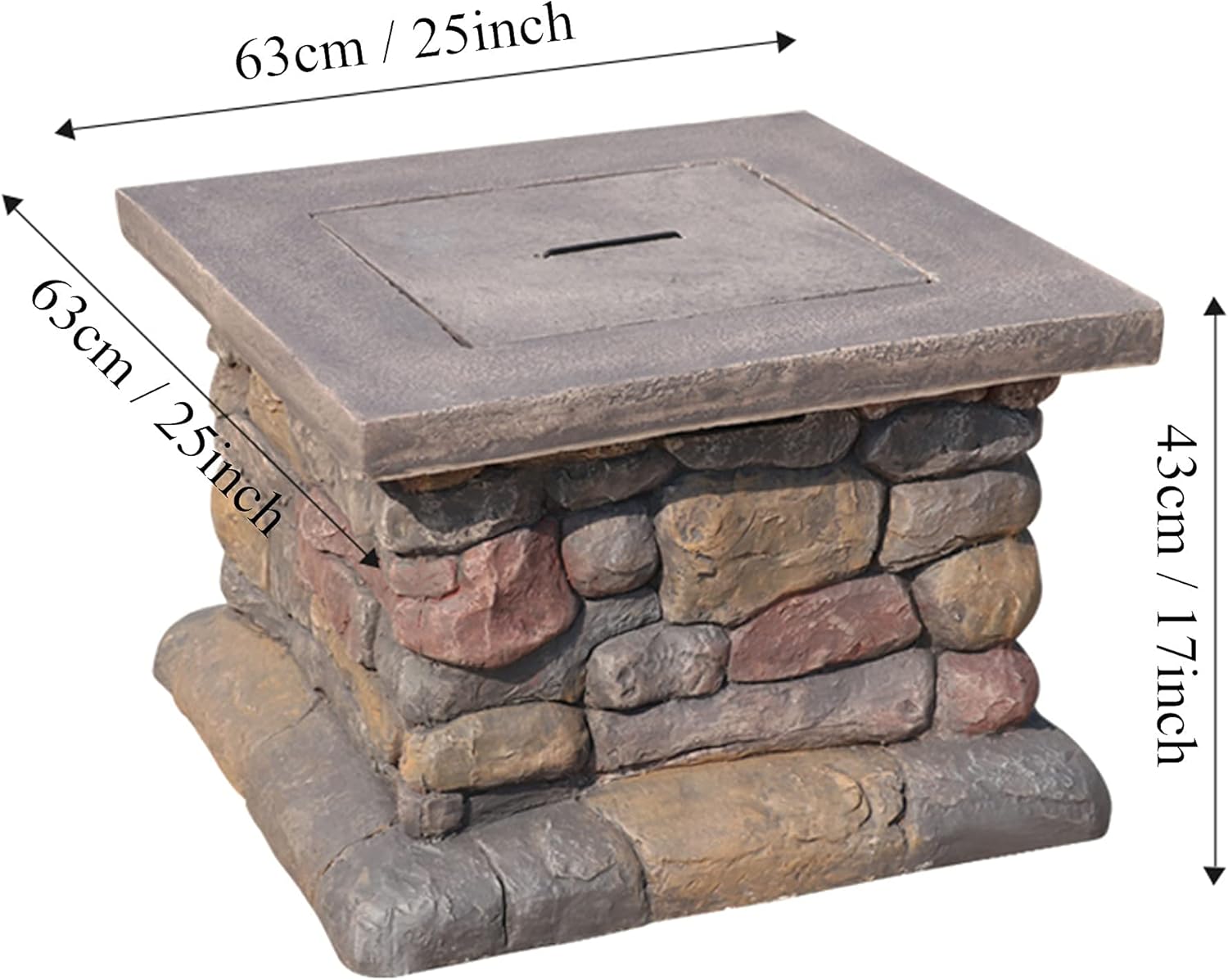 Luxurious Fire Pit Table, Outside Fire Pit Table & Coffee Table, Square Patio Firetable & Picnic Side Table, for Backyard, Garden, Camping, Party, Deck, Courtyard