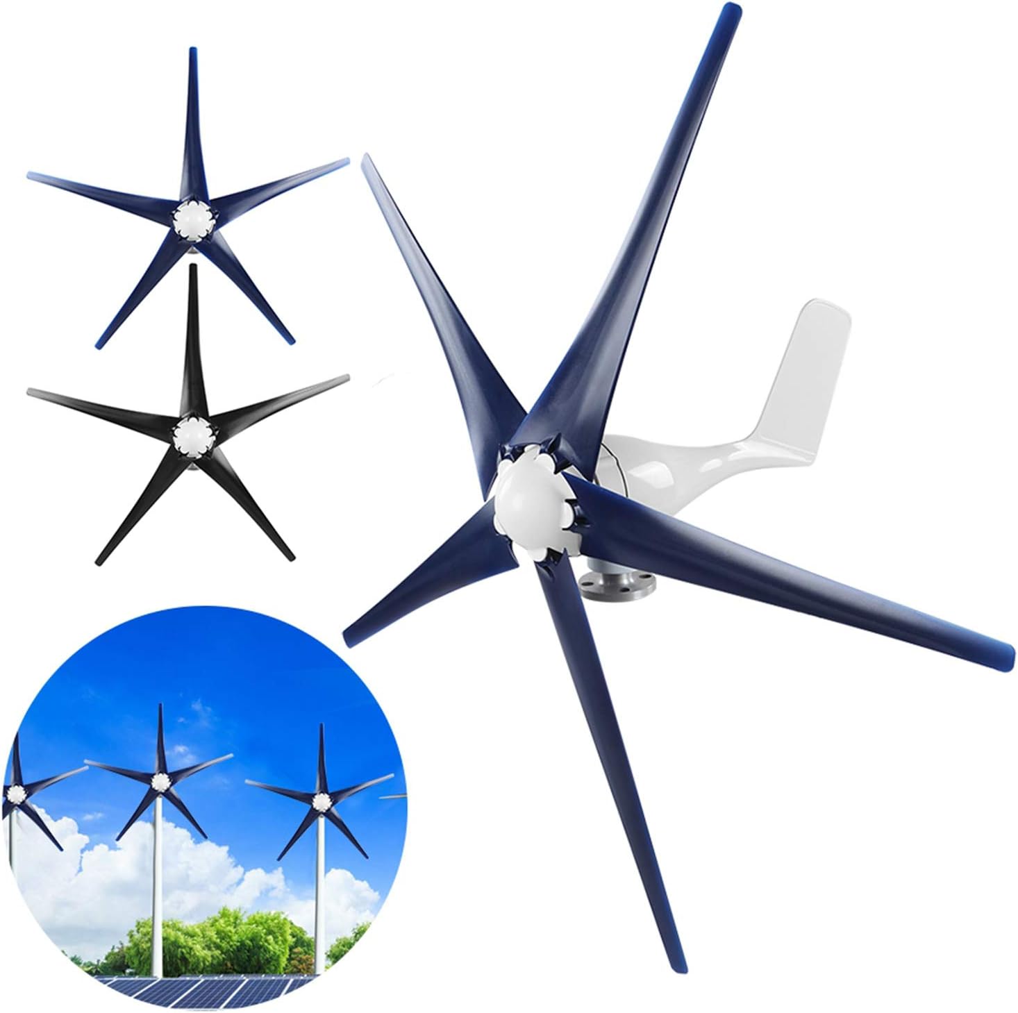 Eujgoov 400W Wind Turbines, 5 Blades High Efficiency Generator Power Supply for Boats Mobile Homes(48V-blue)