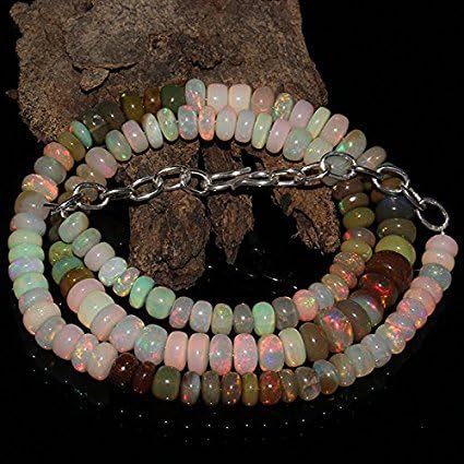 Natural Ethiopian Welo Fire Opal Rondelle Beads SIZE: 6 MM TO 8 MM NECKLACE LENGTH: 18