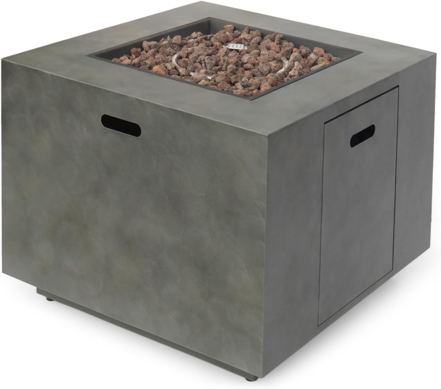 Outdoor Fire Pit Table Square Iron Fire Pit, 50,000 BTU Outdoor Propane Fire Pit Table With Lava Rocks – Modern Concrete Finish, Portable Backyard Patio Heater & For Camping, Deck, Garden Entertaining