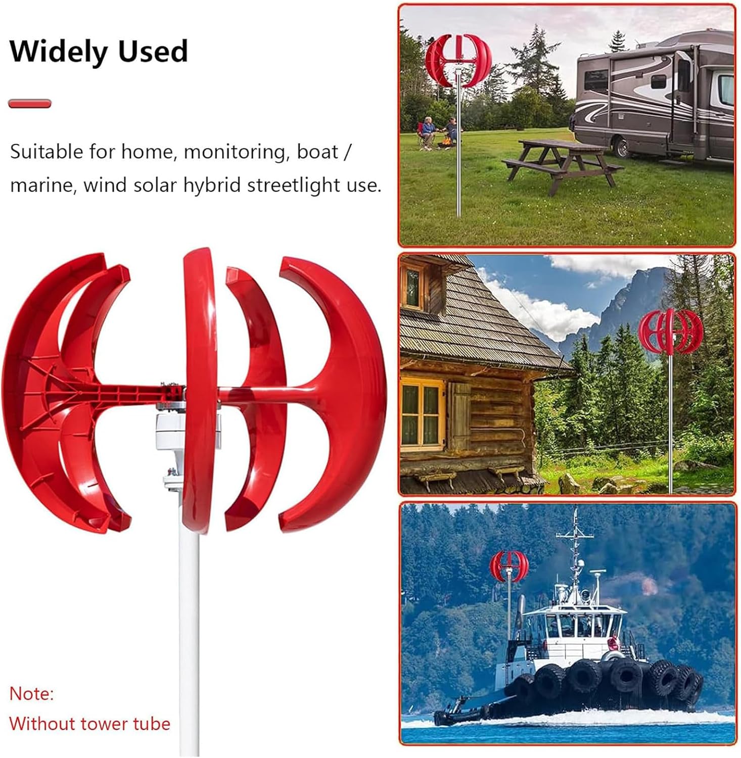 12000W 5 Blades Vertical Wind Turbine Kit, Wind Turbine Generator,3 Phase AC Permanent Magnet Generator, with Controller, for Hybrid Wind Solar System(Red/220V)