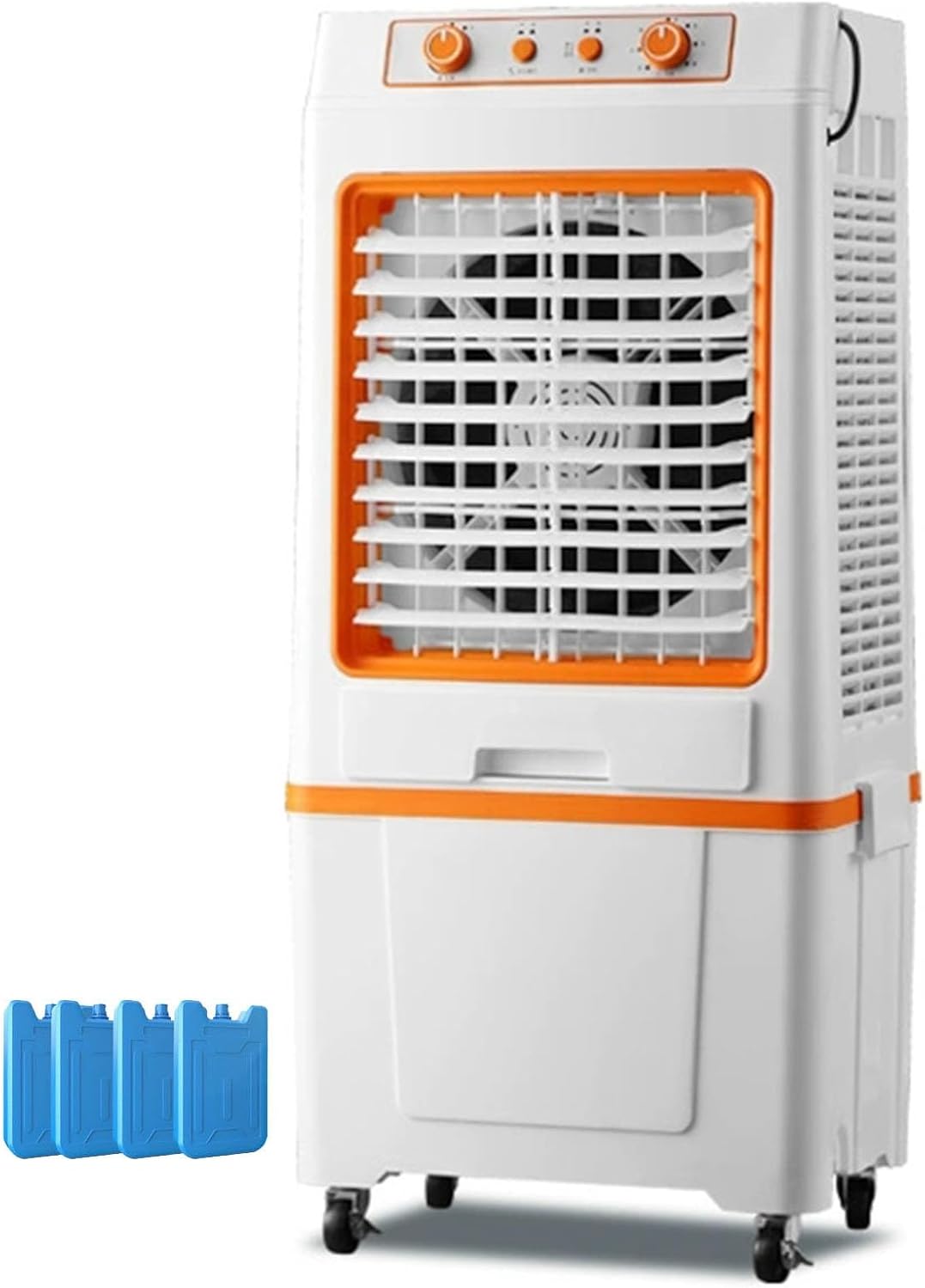 3 in 1 Evaporative Cooler, Swamp Cooler, Air Conditioner Portable with 8.8 Gal Split Water Tank, Knob Control, 3 Speed and 4 Ice Box(Orange)