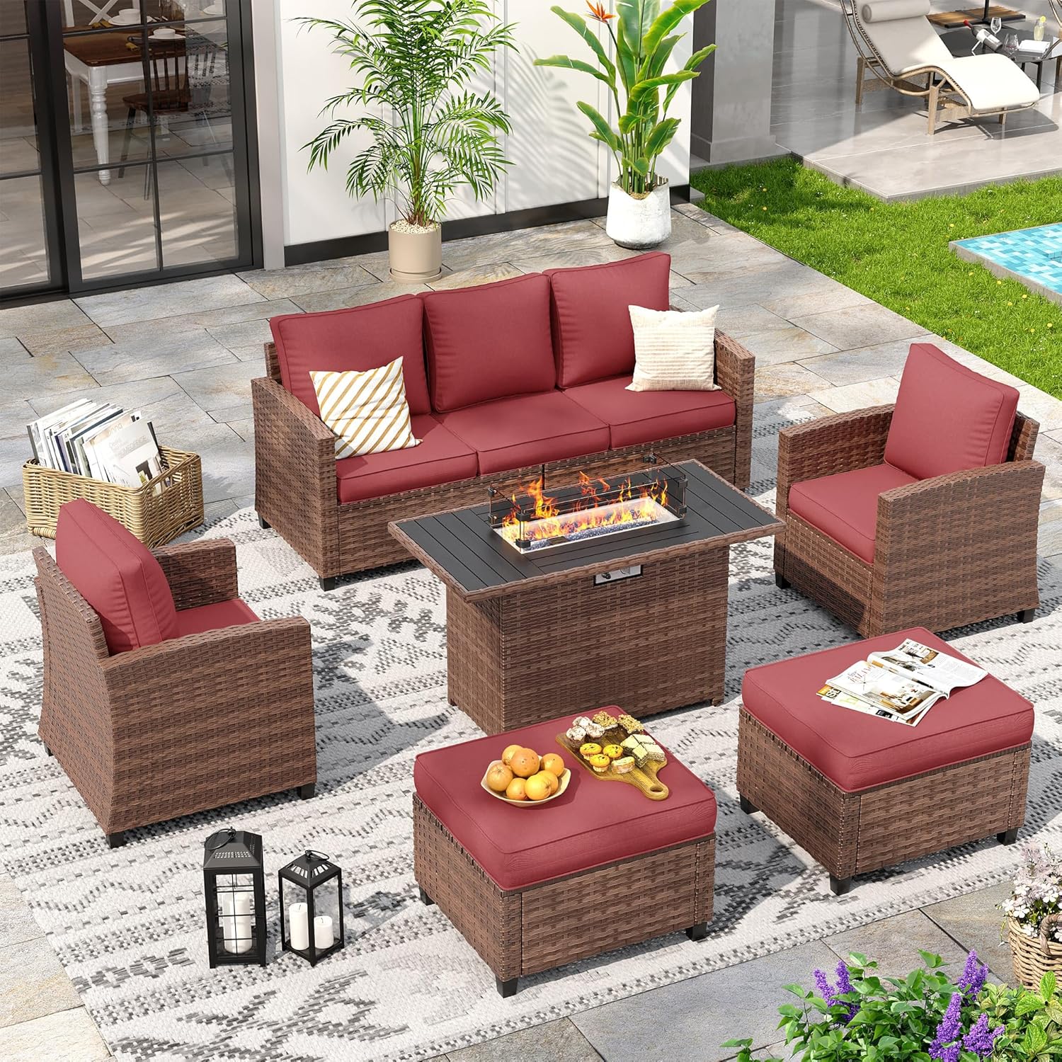 6 Pieces Patio Furniture Set with 44