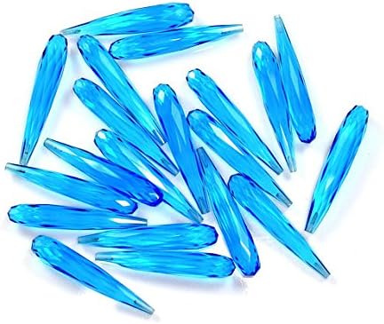 1 Matched Pair 35mm BLUE TOPAZ Quartz Faceted Long Tear Drop Briolette