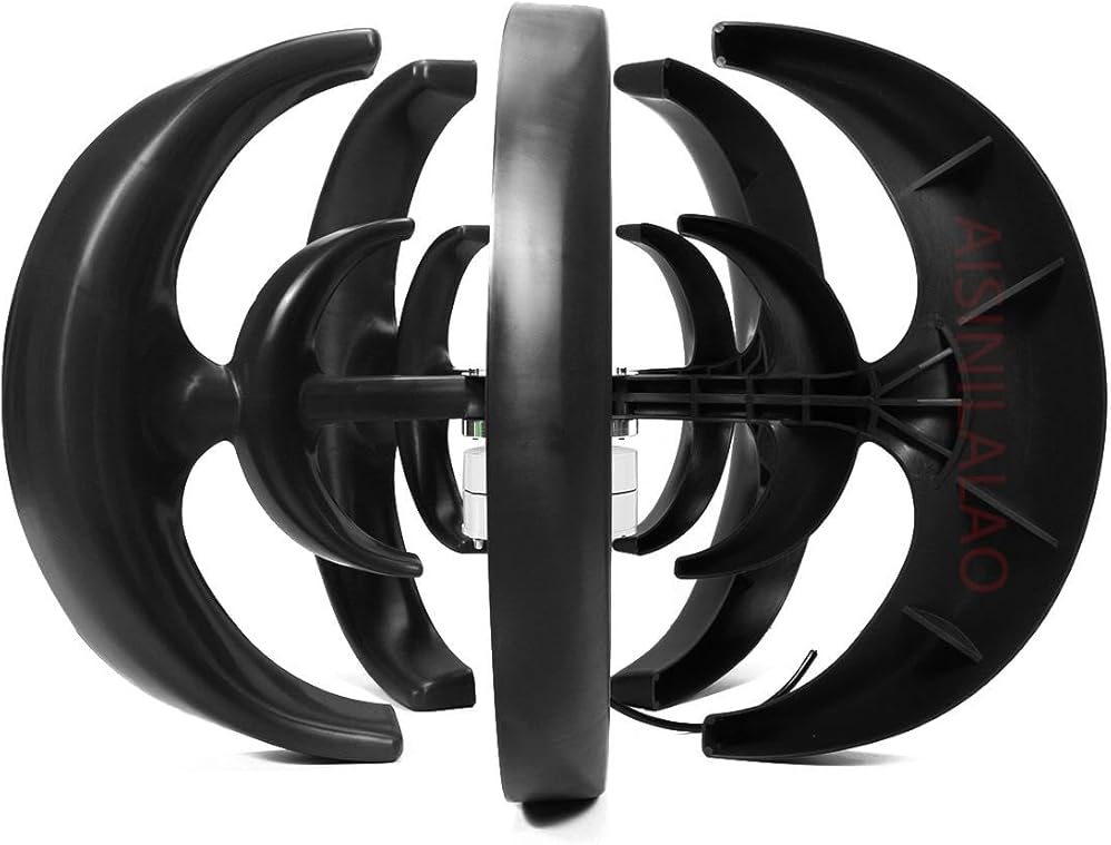 12V 24V 48V 1200W Lantern Vertical Axis Wind Turbine Generator, with Controller 5 Blades Wind Power Generator for Boats, Terraces, Cabins