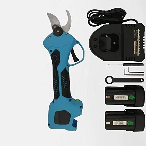 Cordless Rechargeable Electric Pruning Scissors Pruning Shears Garden Pruner Secateur Branch Cutter Cutting Tool Garden Or Lawn (E Blue Two Batteries kit)