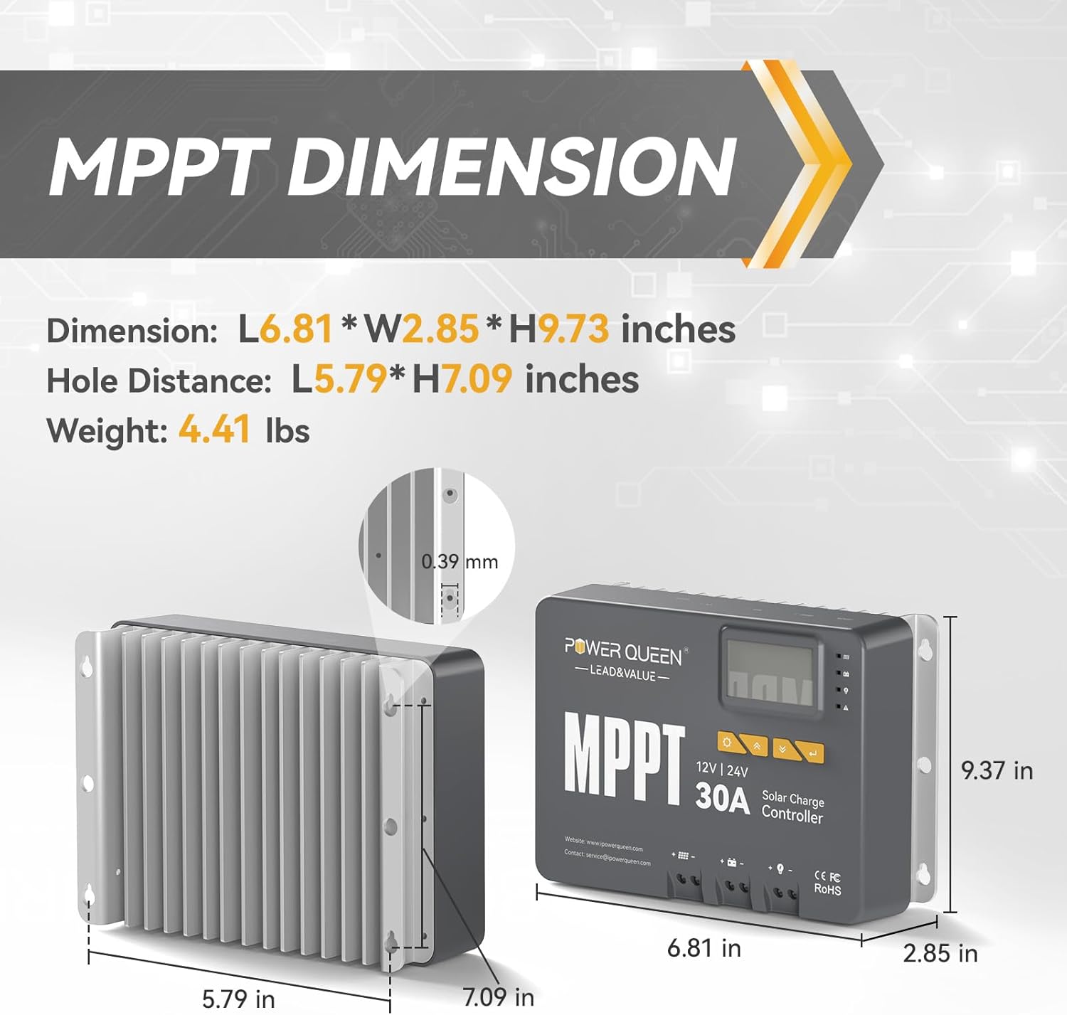 Power Queen 12/24V 30 Amp MPPT Solar Charge Controller with Built-in Bluetooth, Support Remote Monitoring, Default for LiFePO4 Batteries and Compatible with Sealed, Flooded, Gel and Lead-Acid Battery