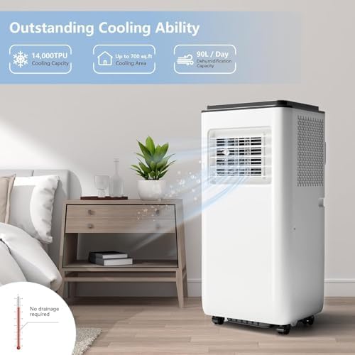 GarveeHome 8000 BTU Portable Air Conditioners - Energy-Efficient AC Unit with Remote, 24H Timer, Quiet Operation for Bedrooms, Offices & Dorms up to 350 Sq.Ft, Black Top