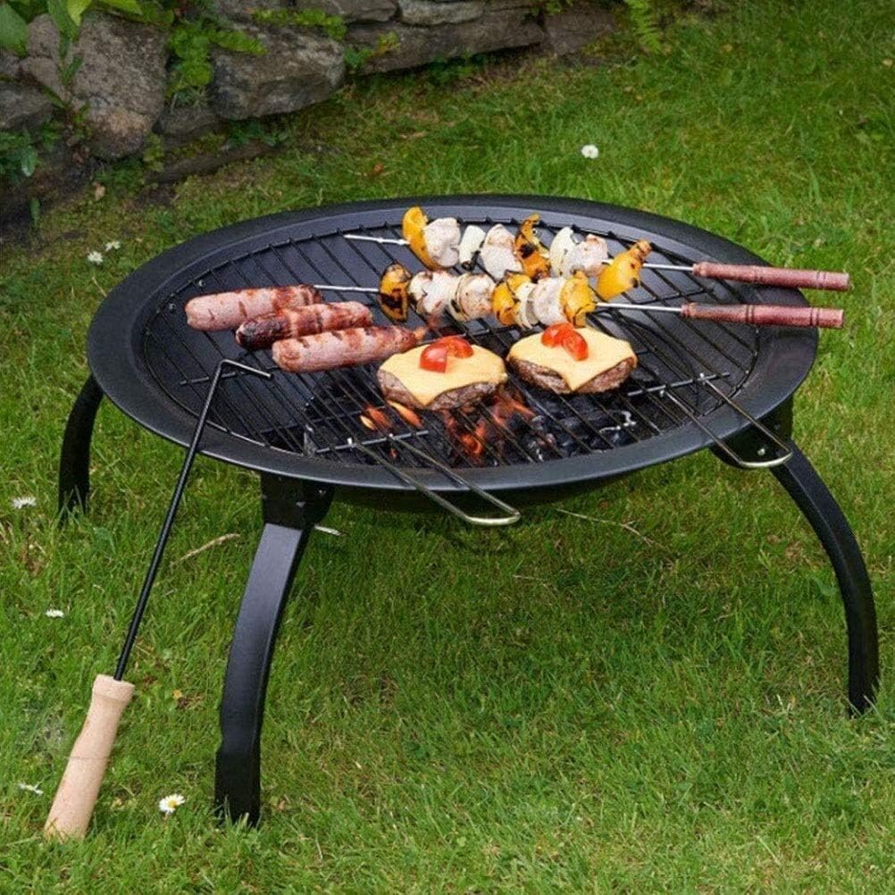 Outdoor Fire Pit BBQ Grill, Bonfire Pit Fire Pits Outdoor Gas Fire Pit, Portable Heater 56cm Diameter BBQ Firepit Bowl for Garden, Camping Brazier Bonfire Stove