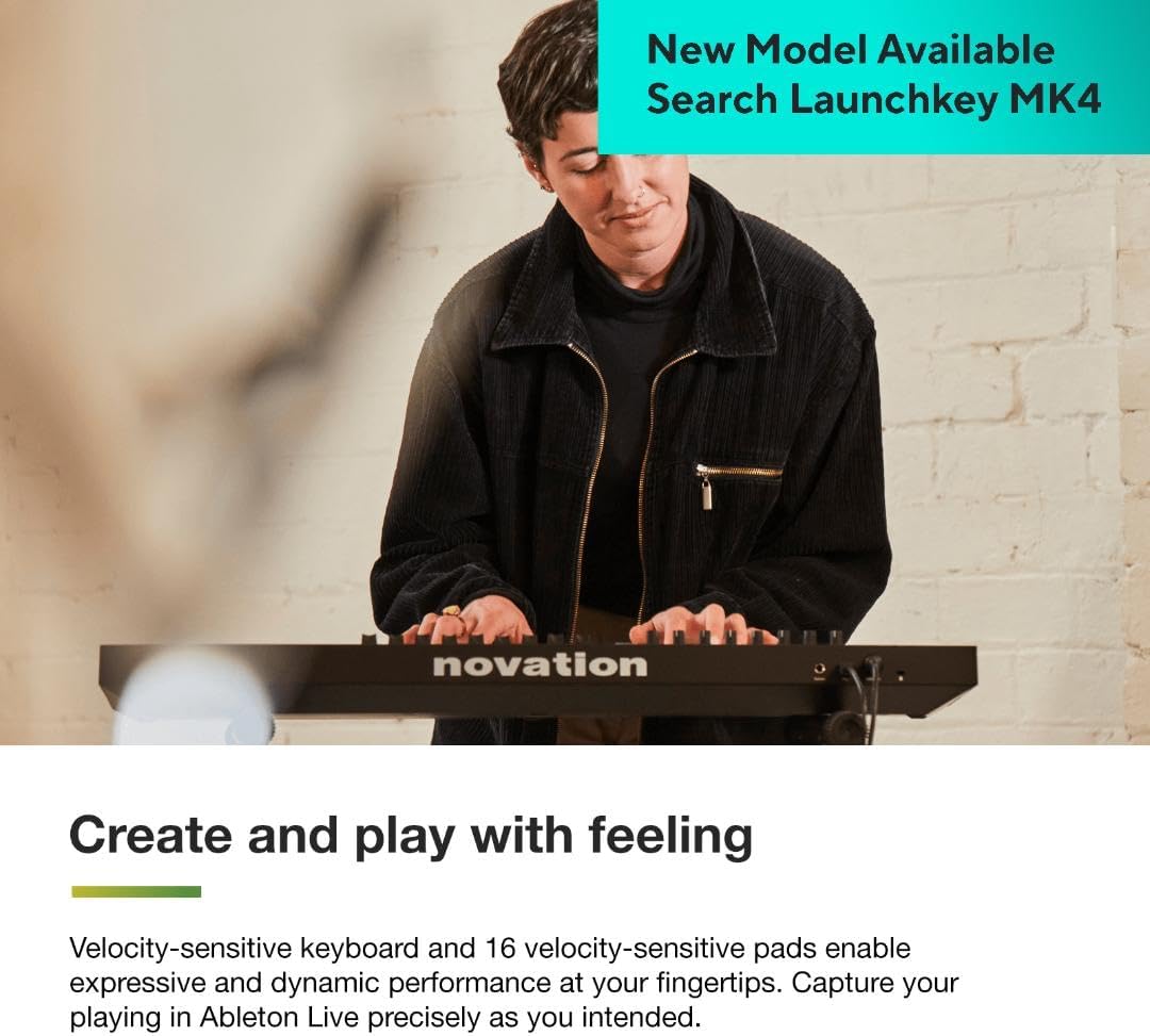 Novation Launchkey 61 [MK3] MIDI Keyboard Controller — Seamless Ableton Live Integration. Chord Mode, Scale Mode, and Arpeggiator. All the software you need for Music Production