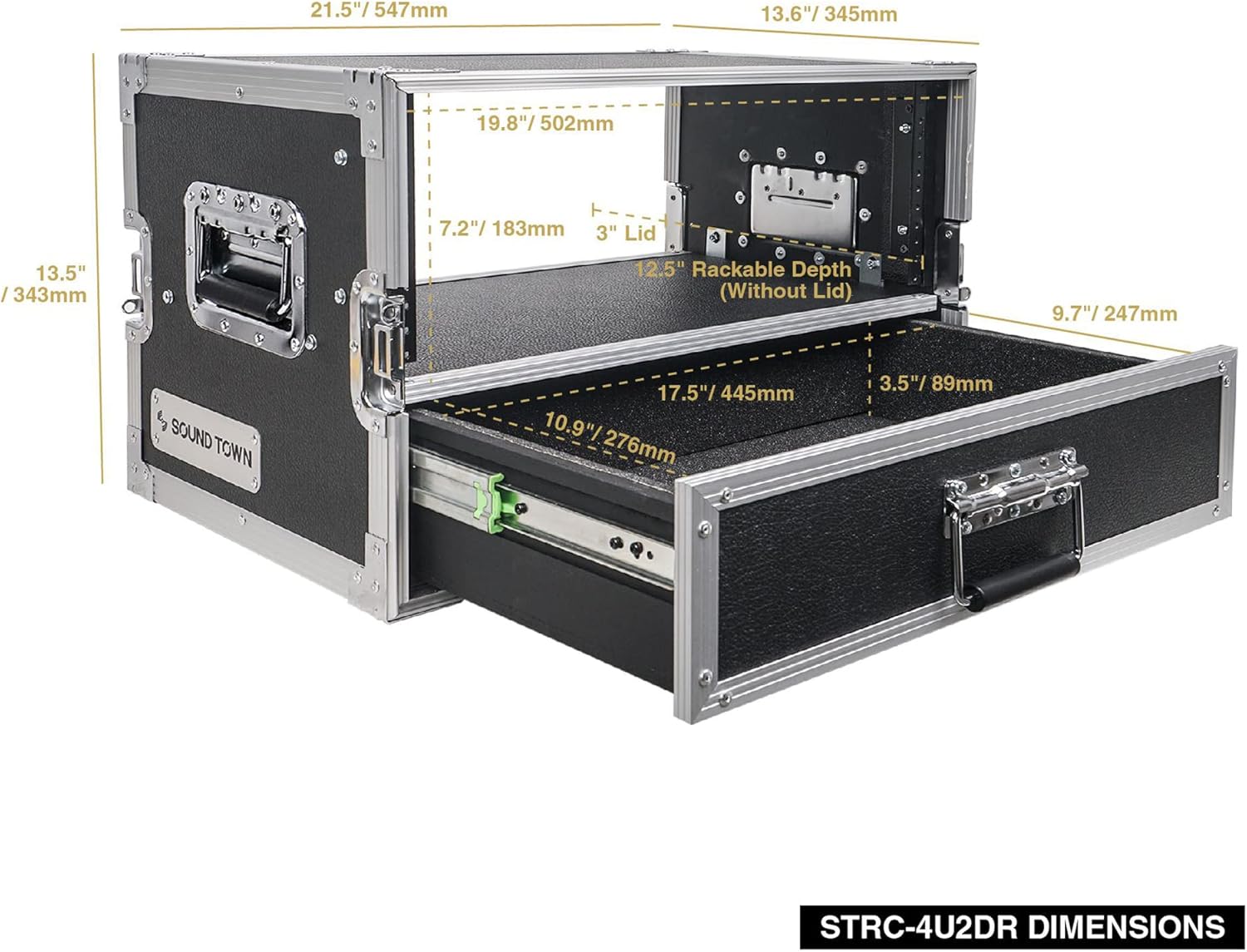 Sound Town 4U Rack Case with 2U Rack Drawer for 19
