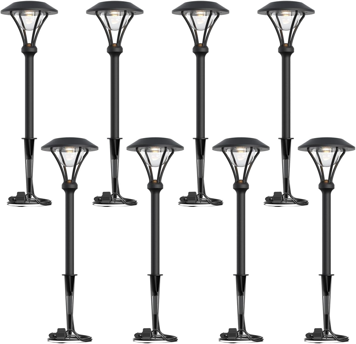 GOODSMANN Low Voltage Pathway Lights 1W LED Outdoor Landscape Lighting Kit 60 Lumen Hardwired Path Lights 12V AC 3000K Warm White 8PK Sidewalk Walkway Light with Metal Stakes and Connectors