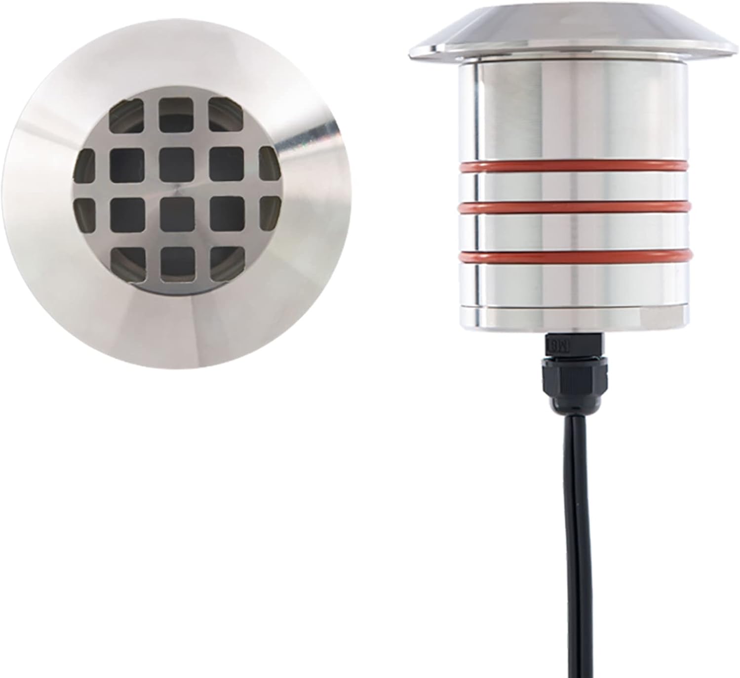 WAC Landscape Lighting, LED 2in 12V Round Louvered Top Inground Indicator Light 3000K in Stainless Steel
