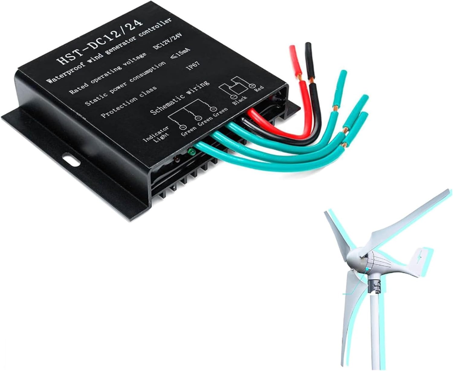 220v, 12000W Wind Turbine Controller,IP67Waterproof Wind Turbine Power Generator Charge Regulator for DC Wind Turbine 12V 24V48V220V(Black)