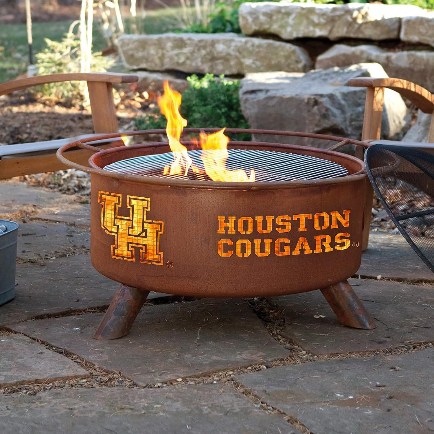 Patina Products F432 Houston Steel Outdoor Fire Pit - 24 x 24 x 11 inch - Natural Rust Patina Finish