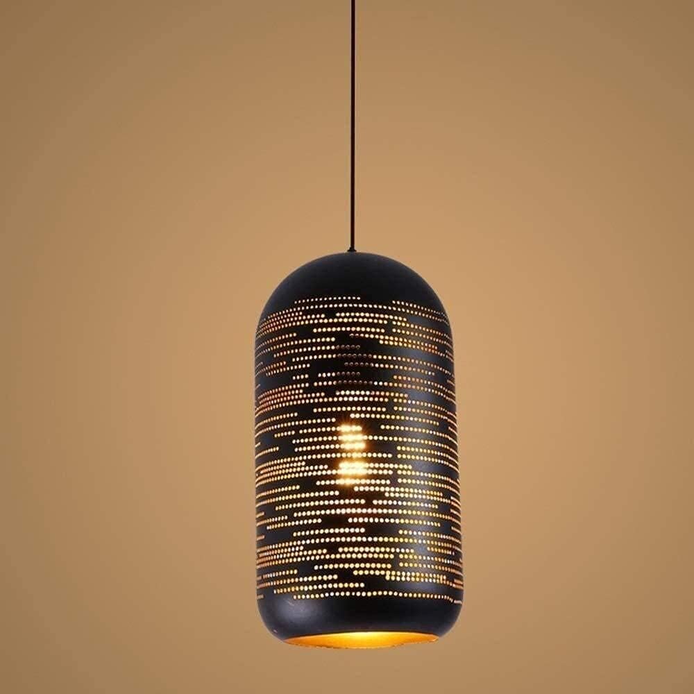 Black Wrought Iron Hanging Lamp, Vintage Industrial Pendant Light Rustic Adjustable Kitchen Lighting Fixture, Diameter -11Cm /20Cm for Dining Room, Foyer, Loft, Hallway, Restaurant, Farmhouse,Di