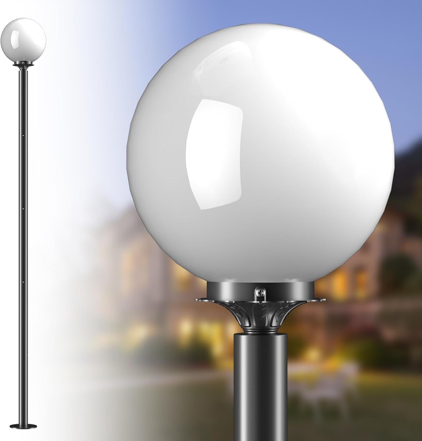 Lightdot 86'' Modern Outdoor Post Lights Globe Street Pole Lights Outdoor for Yard, 3000K IP65 Waterproof Heavy-Duty Aluminum Post Lamp Lighting with E26 LED Bulbs Included