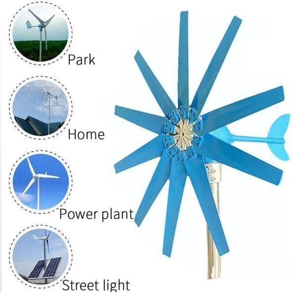 LiuSj JUnSt Low Speed Wind Turbine Generator,8000W 12V 24V 48V Horizontal Turbine Wind Turbine with Controller 10 Blades Blue for Home Hybrids