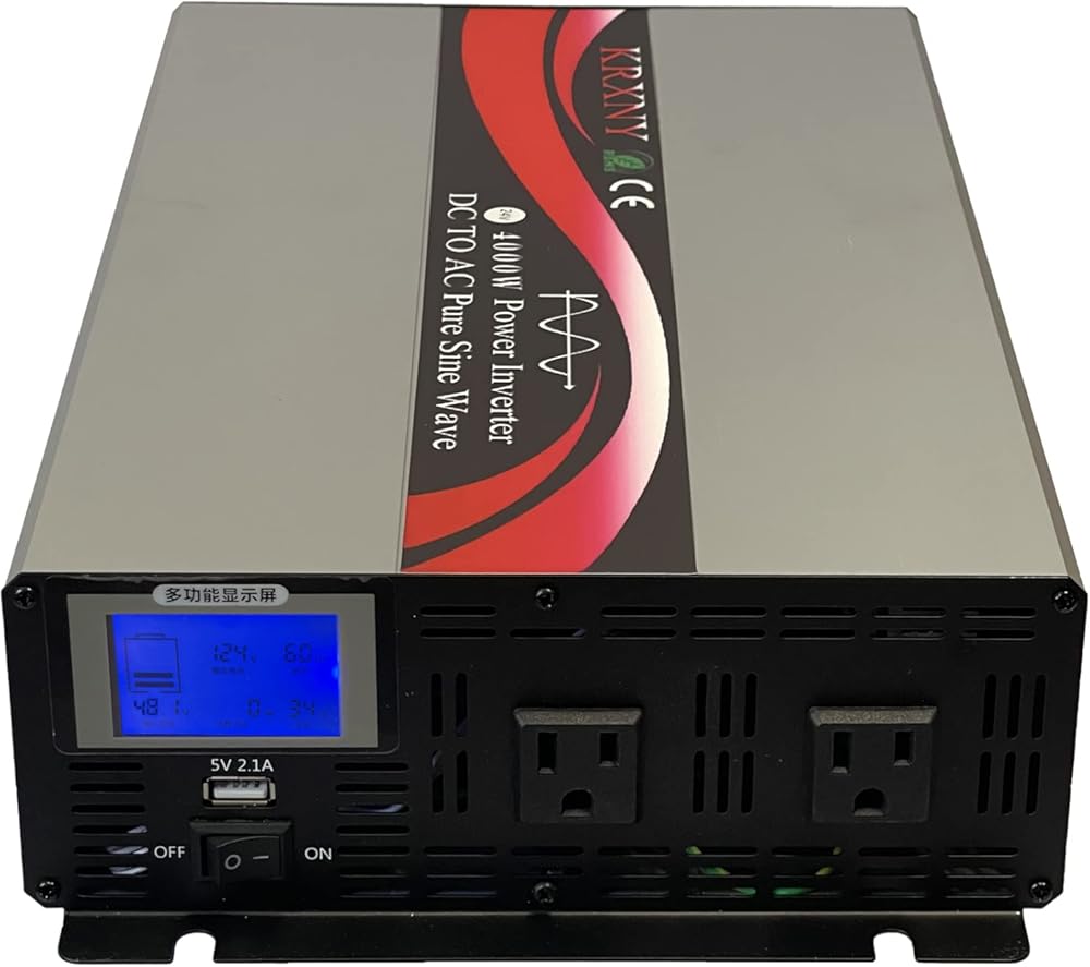 4000W Pure Sine Wave Off Grid Power Inverter 48V DC to 120V AC with USB Port LCD Display 60HZ