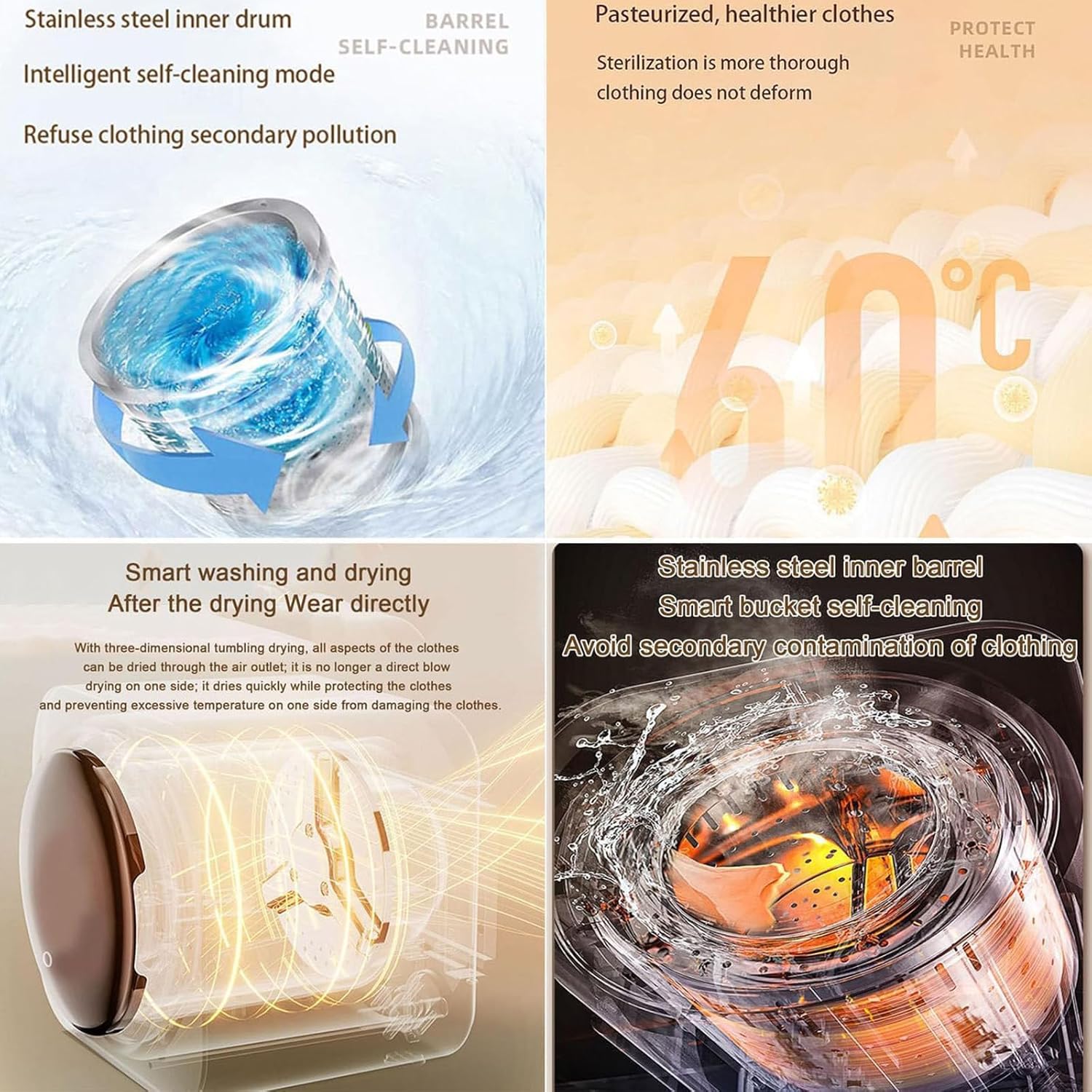 Mini Fully Automatic Washing Machine, Smart Drum Washing and Drying, Wall-mounted/desktop Integrated Washing Machine, Front-loading Small Dryer (Desktop)