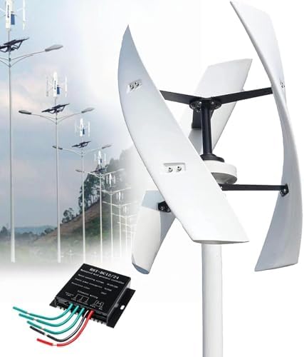 20000W Vertical Axis Wind Turbine Generator Kit - 12V/24V/48V/220V, 3-Blade Outdoor Windmill with Controller for Renewable Energy Power Supplementation (48V)