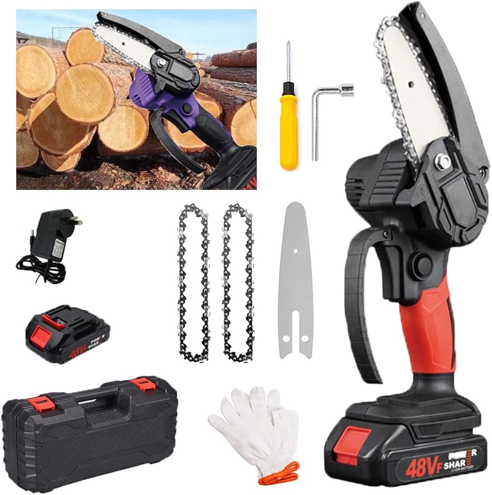 Handheld Chainsaw,Mini Chainsaw,Mini Saw Cordless,4 Inch Cordless Battery Powered Chain Saw,Lightweight Handheld Chainsaw, Handheld Small Chainsaw for Wood Cutting Tree Trimming