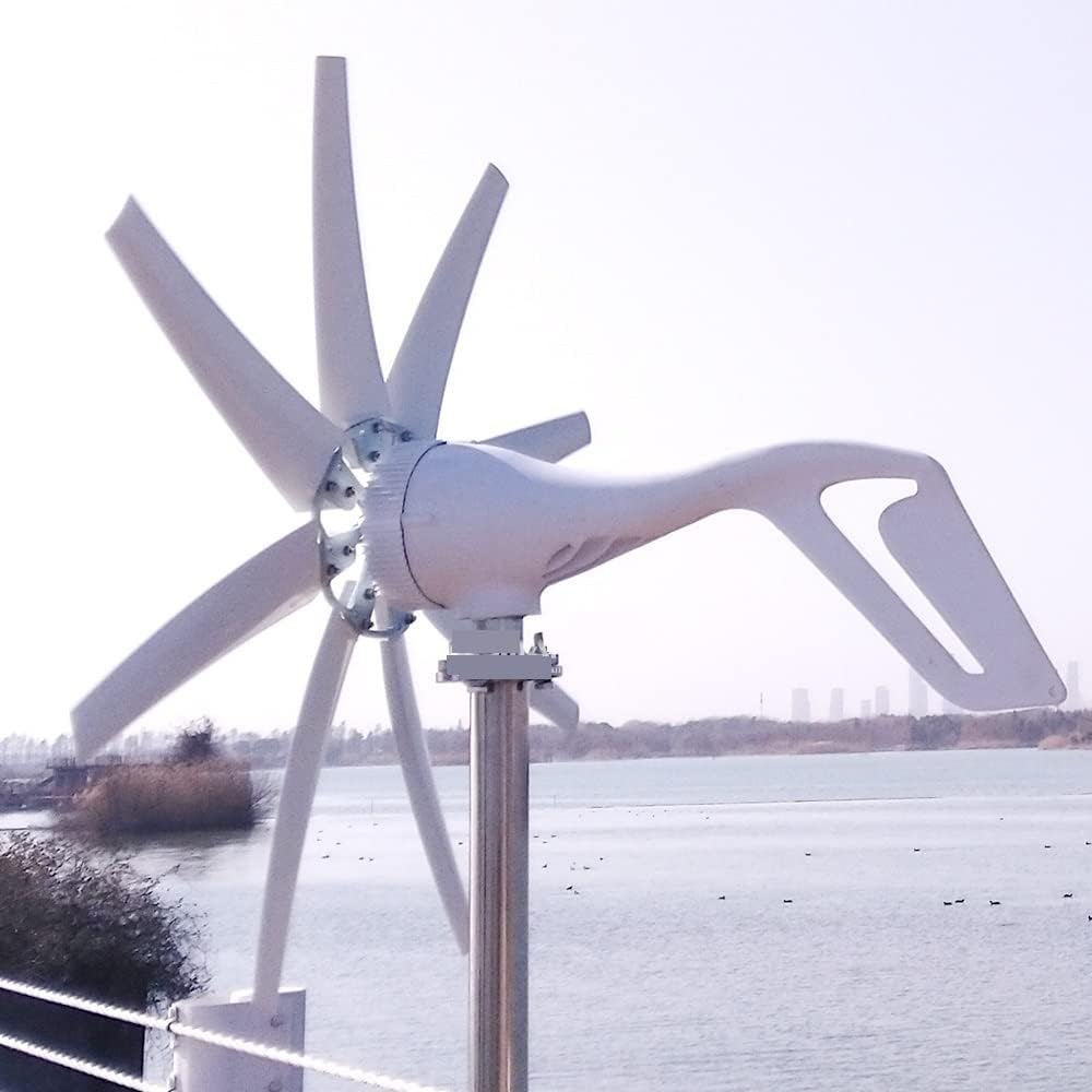 Wind Turbine, 1000W 8 Blades Free Energy Windmill 12V 24V Small Wind Turbine Generator for Home Farm Street Lamps Use Wind System(MPPT Controller,12V)