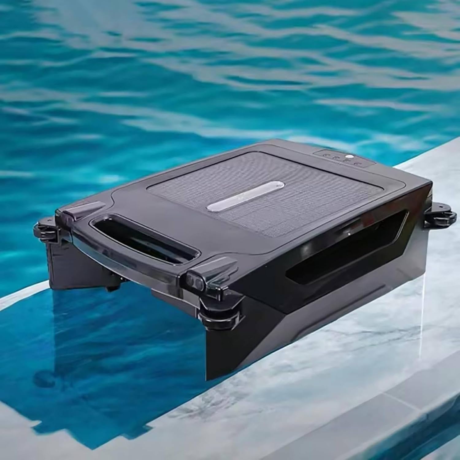 Automatic Pool Cleaner - Solar Robotic Skimmer with Brushless Motor, Waste Collection, Light Indication, Auto Obstacle Avoidance for Swimming Pools