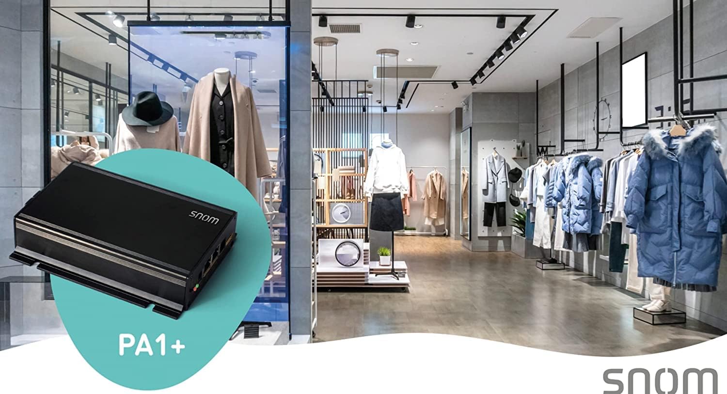 Snom PA1+ SIP-based announcement system by making a call from the phone, 6.5 watt class D amplifier, broadcast via SIP and multicast, 3 years manufacturer warranty, 00004602