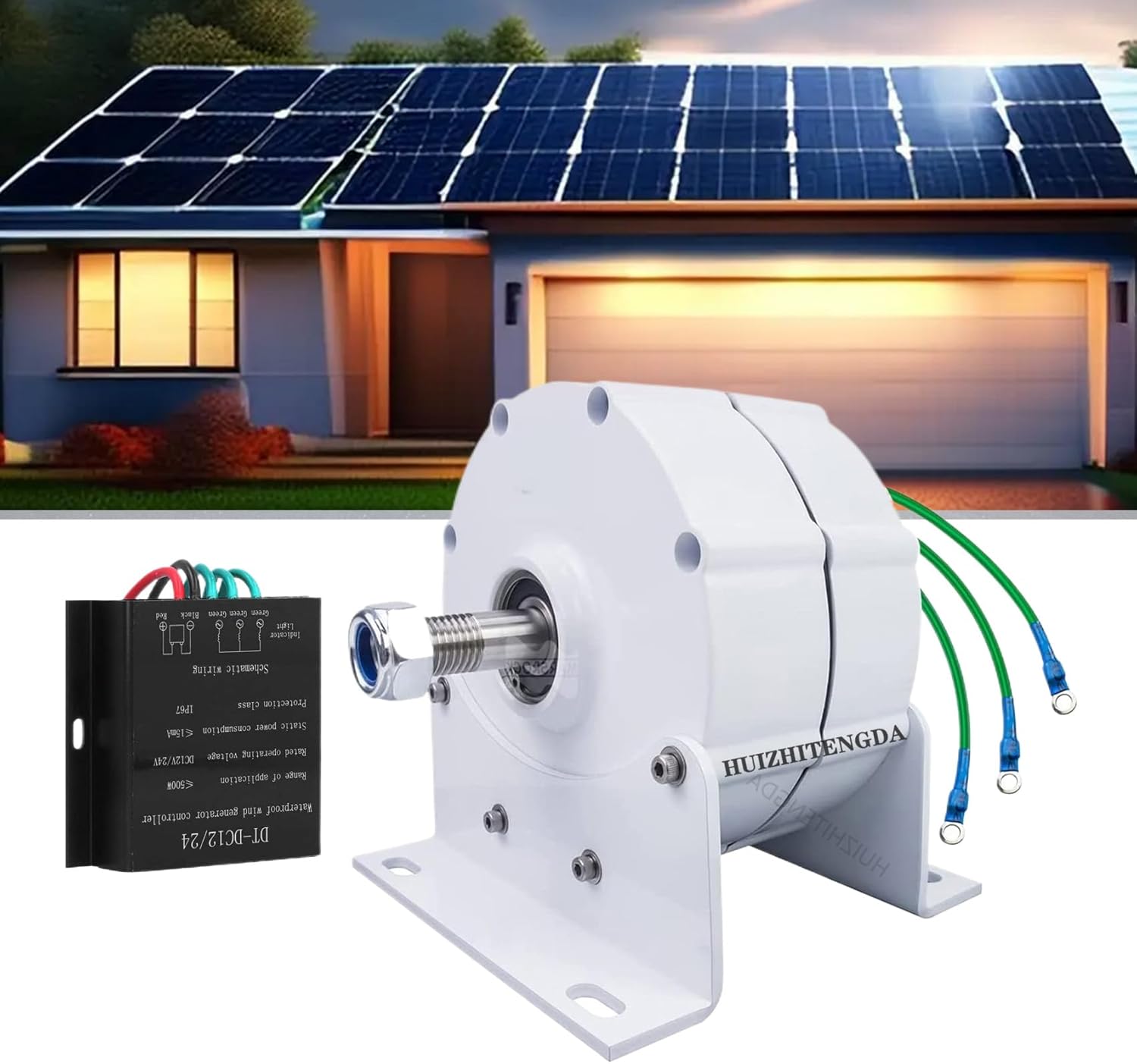 12000W Low Wind Speed Start Horizontal Wind Turbine Generator, 24V 48V 96V Windmill with Hybrid Controller for Wind Turbine Water Turbine