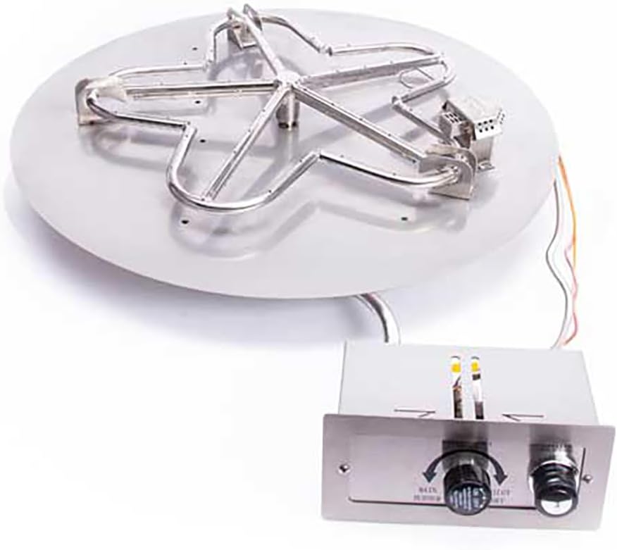 HPC Fire Push Button Flame Sensing Fire Pit Burner Kit (PENTA36FPPK-FLEX-LP), 36-Inch Flat Pan, Propane Gas, UL Listed