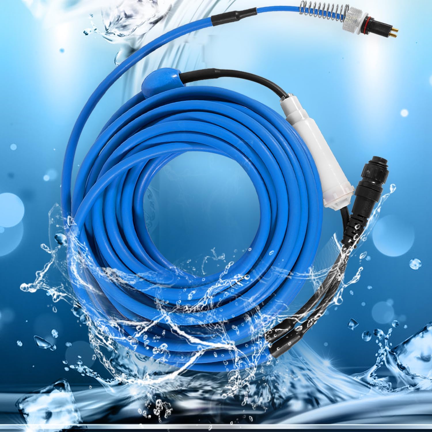 9995861-DIY 2-PIN Blue Swivel Cable 60FT/18M Replacement for Dolphin Pool Cleaners Nautilus (Old), DX3, Advantage Plus, Endeavor, Atlantis, Primal X3, DX3S, Orion, M3, Saturn (Old), Quest, Neptune