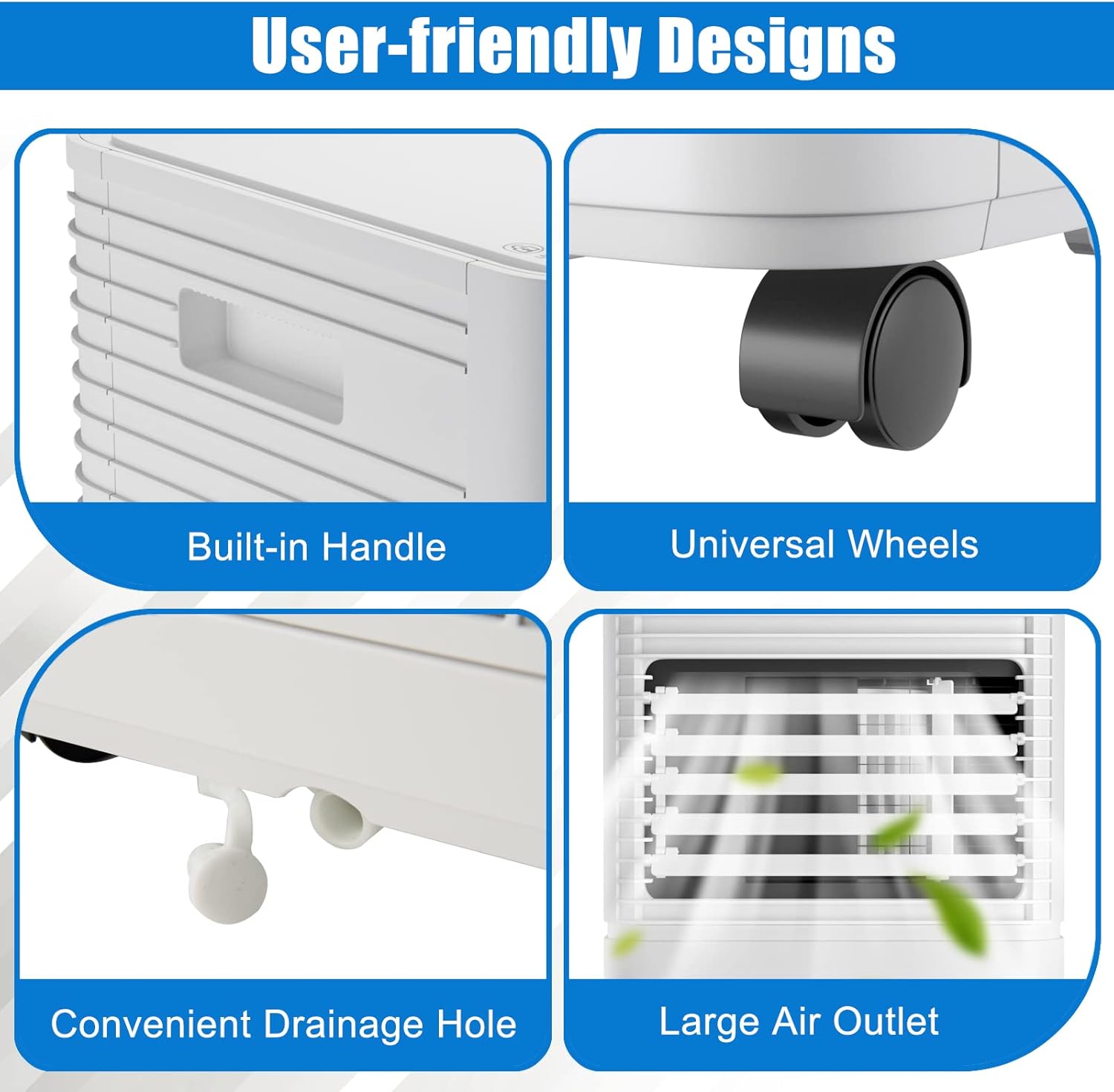 GOFLAME Portable Air Conditioner, 10000 BTU Powerful AC Unit with Remote Control and 4 Universal Casters, 3-IN-1 Air Cooler & Dehumidifier & Fan with 24H Timer for Living Room, Bedroom, Office, White